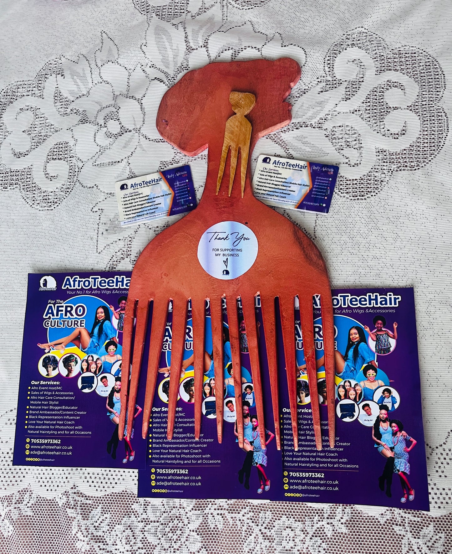 Ilarun African Three Tail Afro Parting Comb