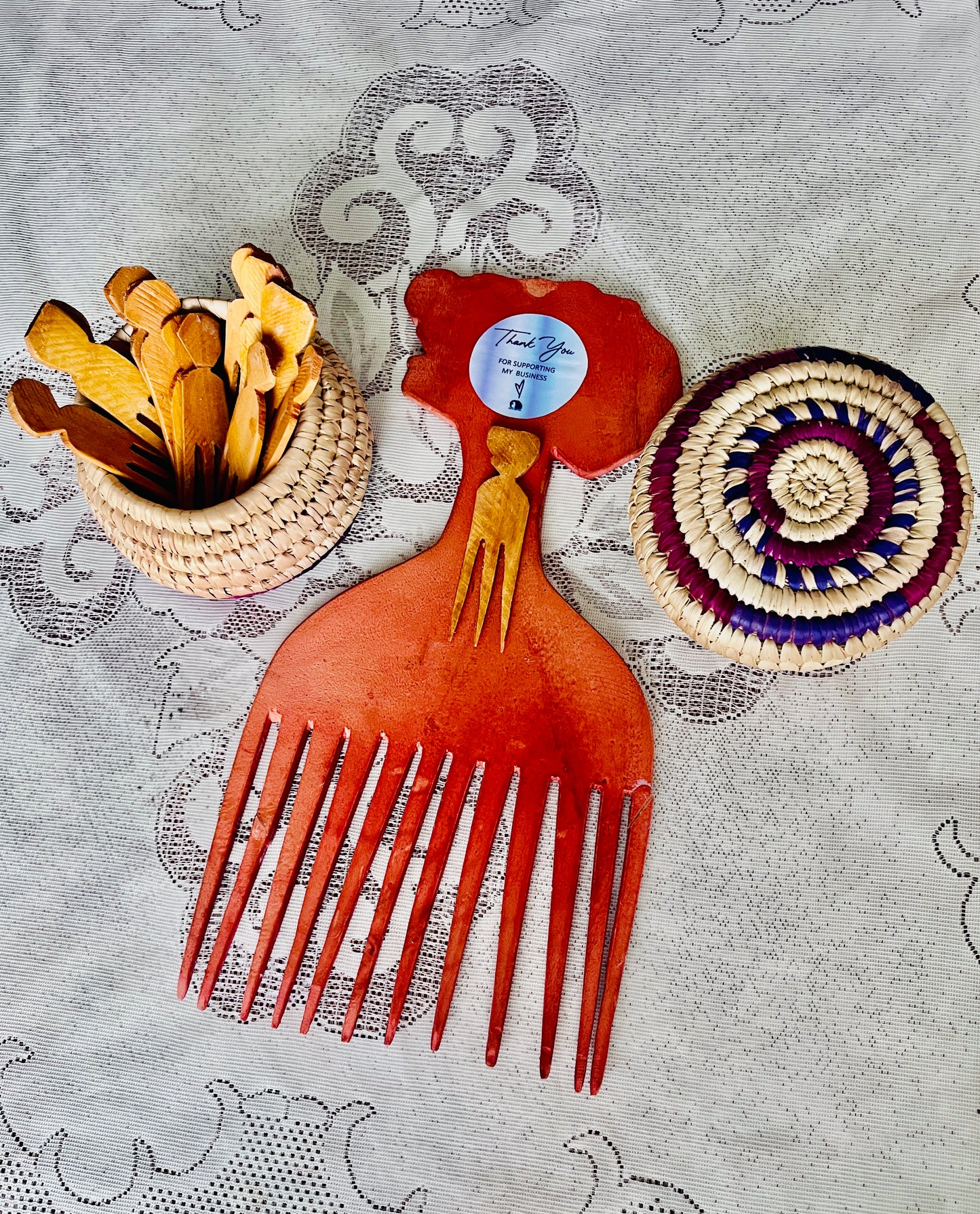 Ilarun African Three Tail Afro Parting Comb