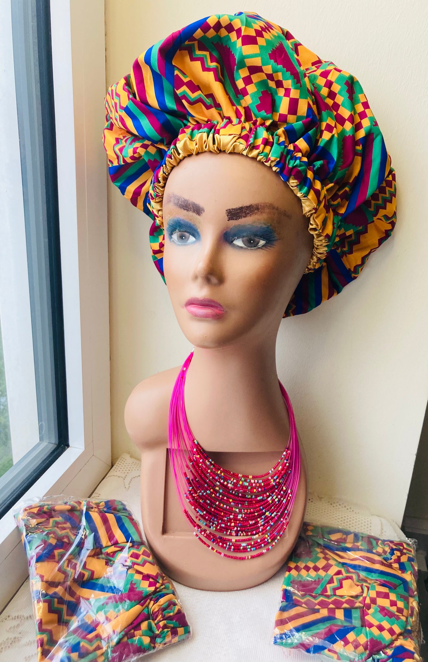 Adult Ankara Bonnet X Silky Texture - Afro Tee Hair
