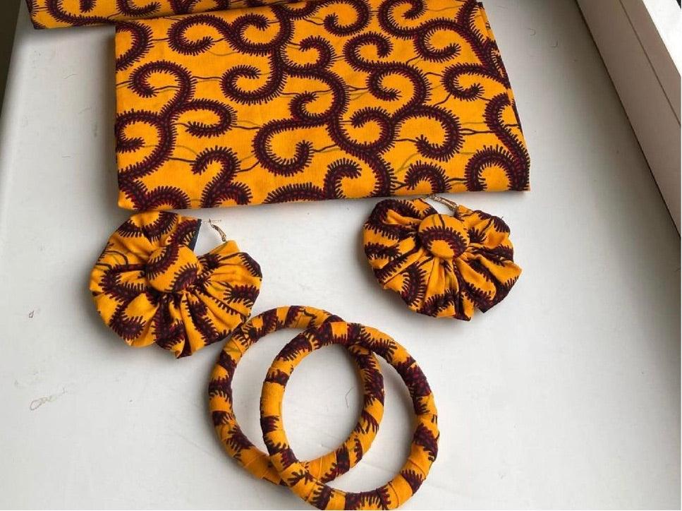 luxury Premium Ankara Head Wrap with Earring and Bangles