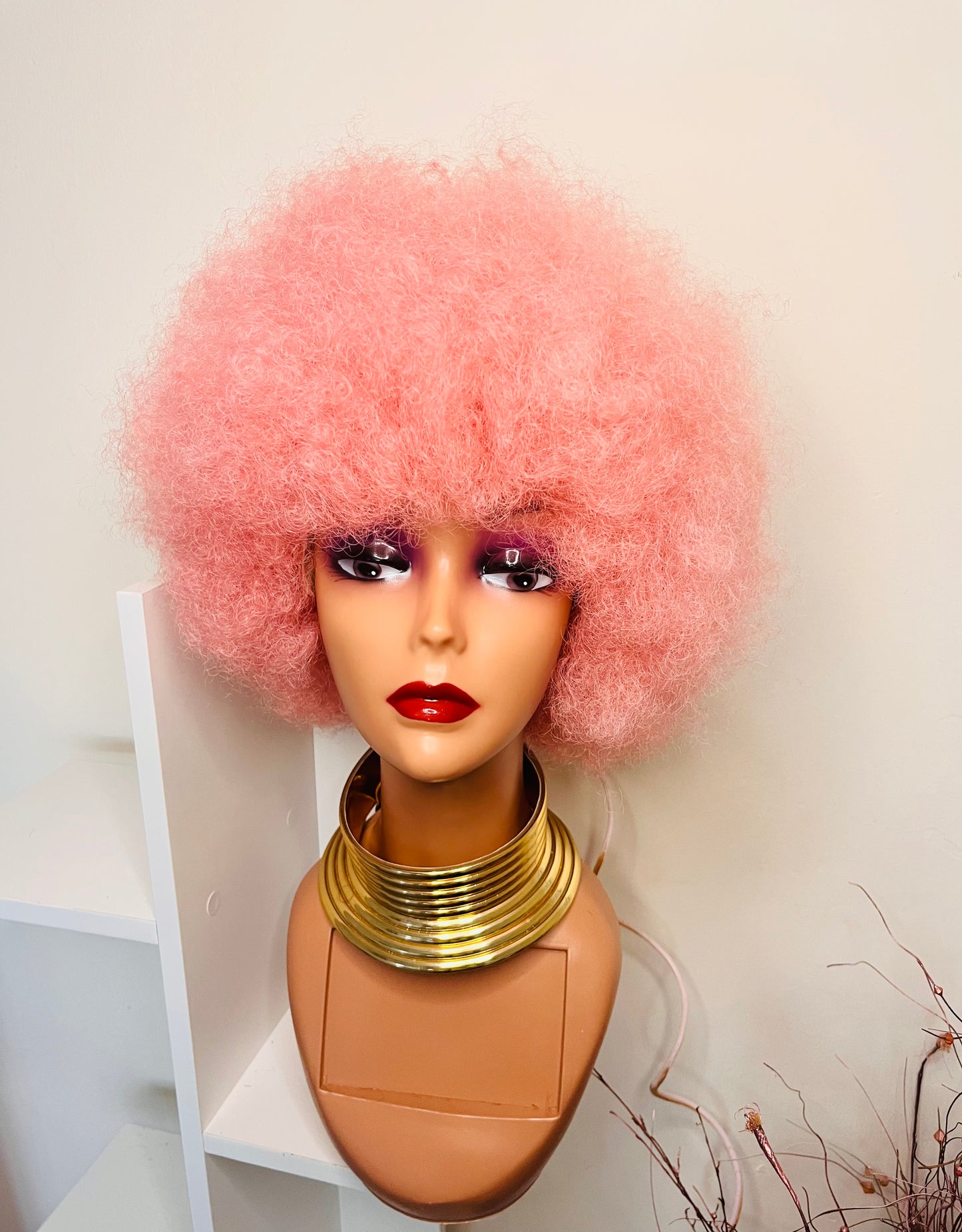 Pink shop afro wig